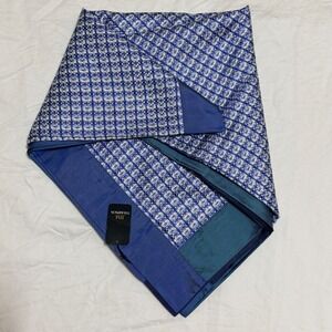 Jim Thompson Silk Square Scarf Shawl Large Blue Woven Thai Basketweave